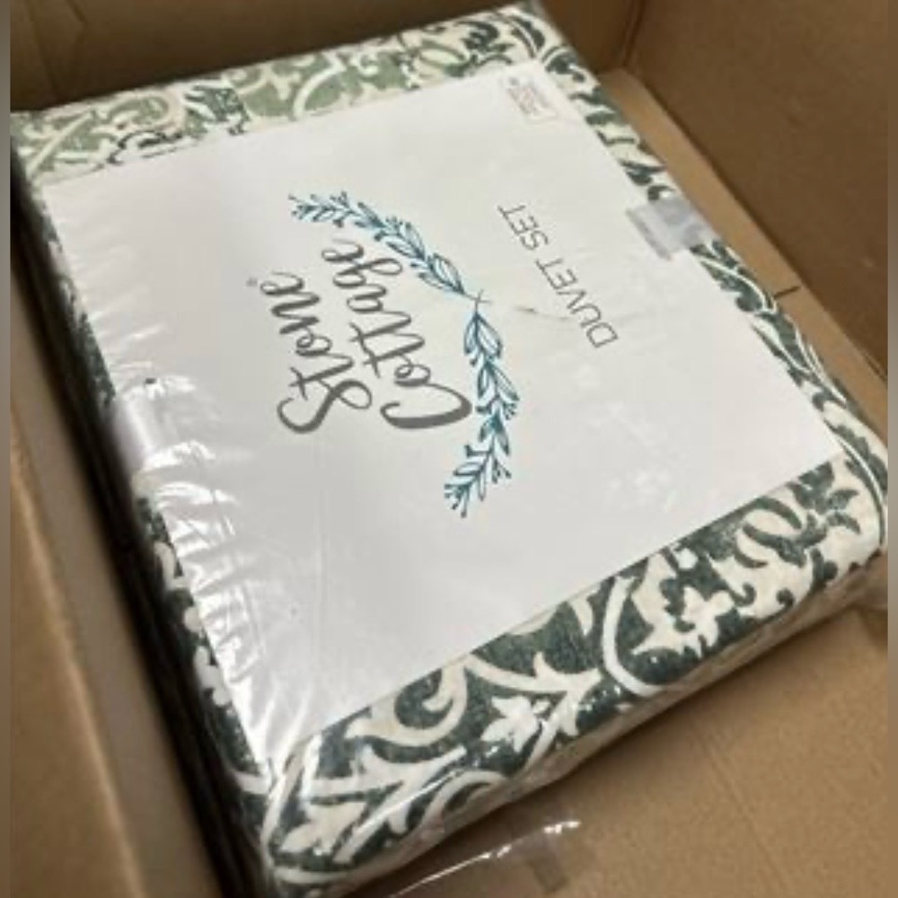 Stone Cottage Abingdon Green Duvet Set Queen New - Picture 9 of 10